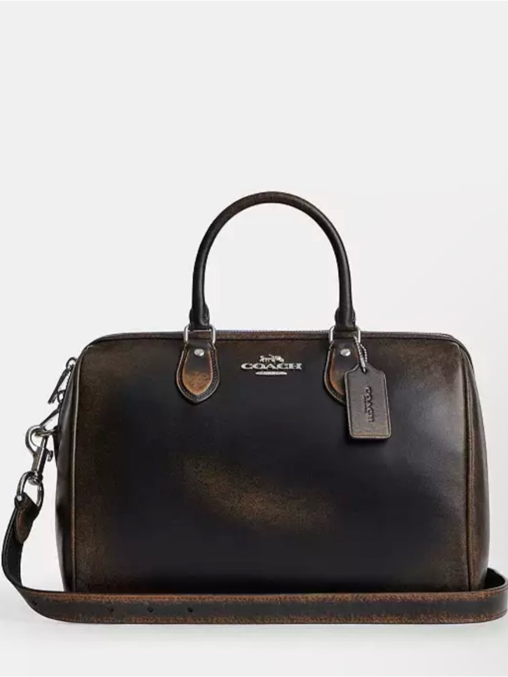 New COACH Loved Leather Rowan Satchel 
with Coach Live Ticket Charm Included
